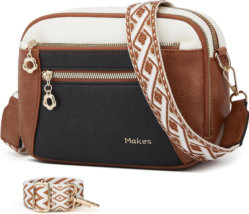 Makes Crossbody Purse for Women Small Crossbody Bags Trendy Vegan Leather with Adjustable Shoulder Straps Gift for Mother Wife Mom - Image 1